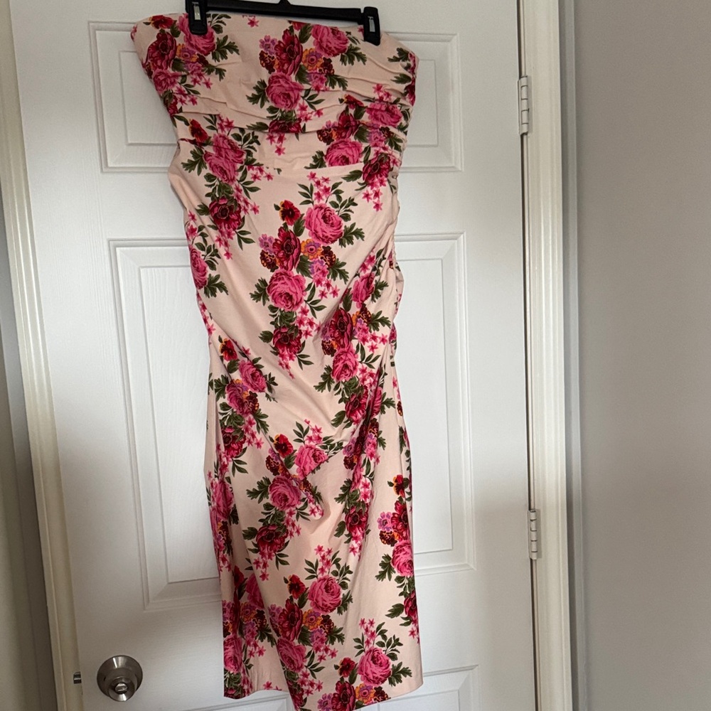 Anthropologie strapless Floral Dress - Pink and Cream